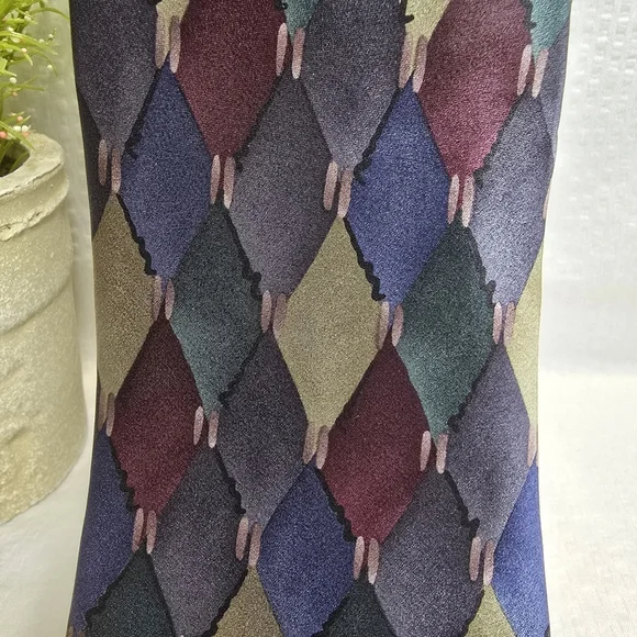 COCKTAIL COLORS GEOMETRIC DIAMOND BLOCK GOLD GREEN BLUES MENS TIE SILK - Picture 2 of 6